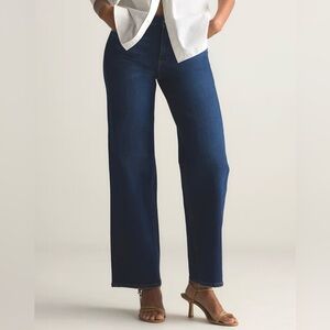 Quince Bella Stretch Relaxed Straight Jeans stormy blue, size 26